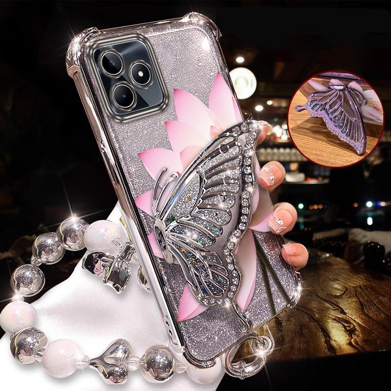 Realme Note 50 - 3 stks (Roze lotus telefoonhoesje +
