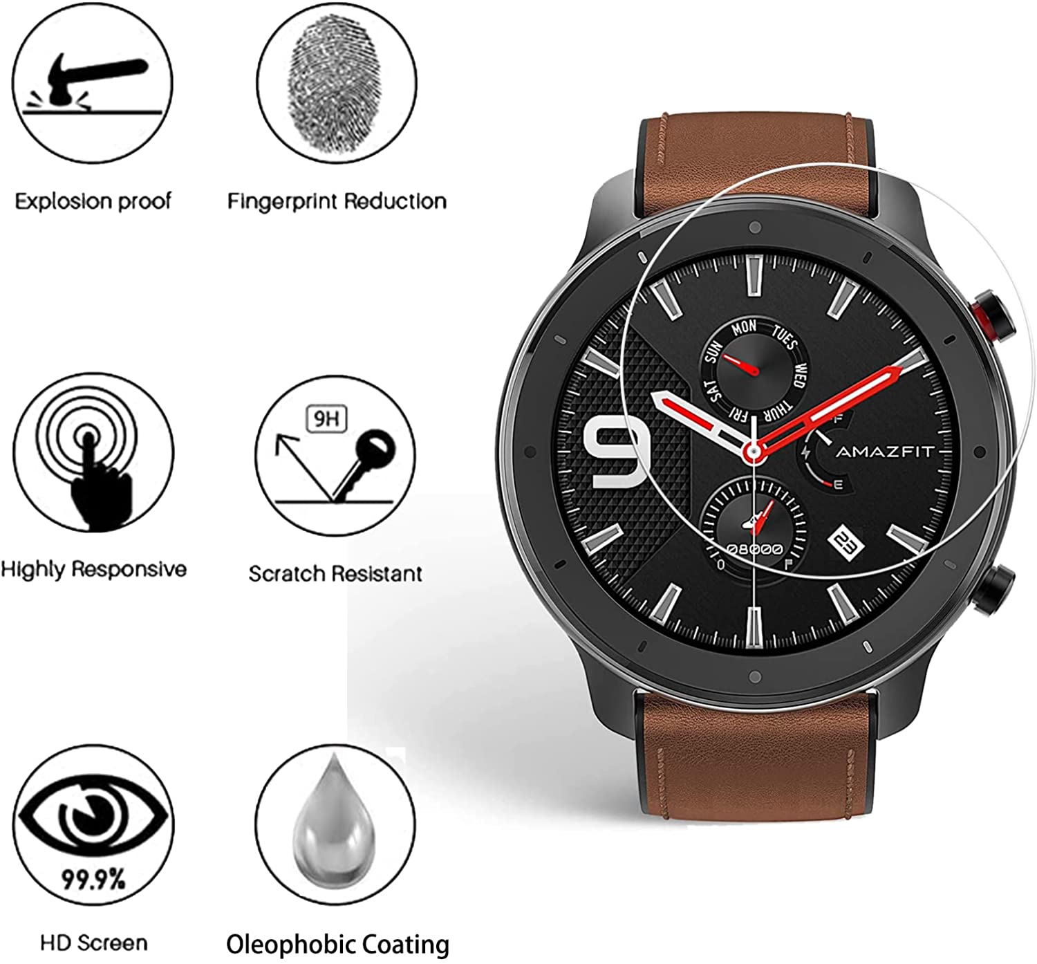 9H Gehard Glas Film Voor Amazf - Watch Face Protector recensie en prijs